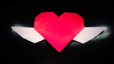 How To Make Origami Heart With Wings Youtube
