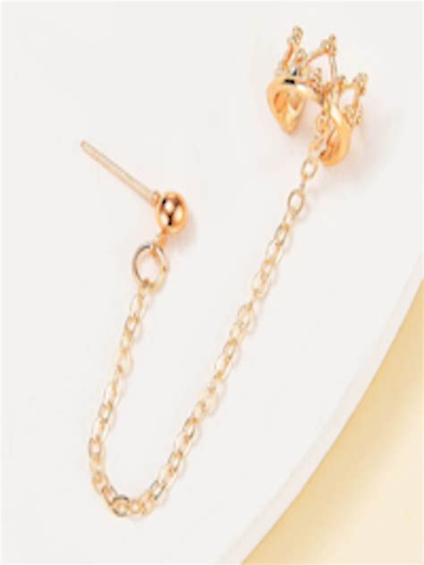 Buy Urbanic Gold Toned Crown Shaped Ear Cuff Earrings For Women