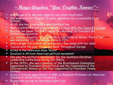 Ppt Maya Angelou Powerpoint Presentation Free Download Id9730215