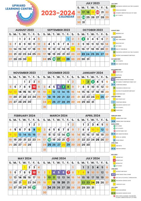 School Calendar — Upward Learning