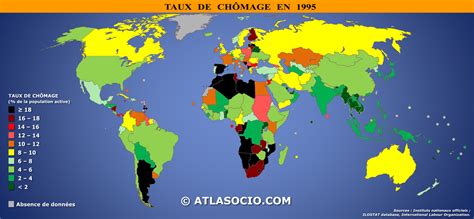 Carte du monde : taux de chômage | Atlasocio.com
