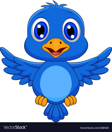 Vector Illustration Of Cute Blue Bird Cartoon Download A Free Preview