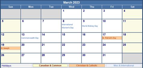 March 2023 Calendar Canada Get Calendar 2023 Update