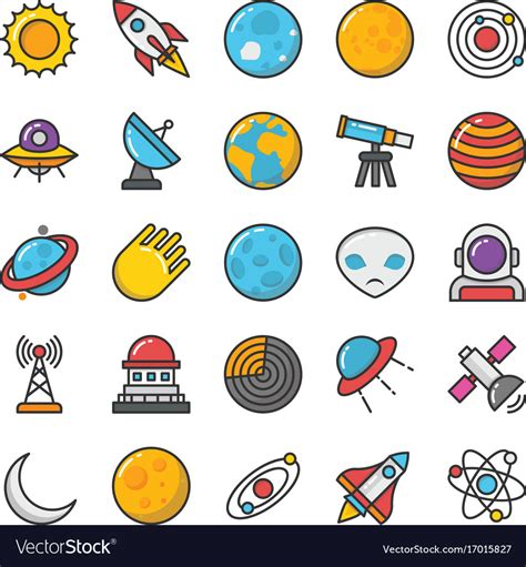 Space Icons 1 Royalty Free Vector Image Vectorstock