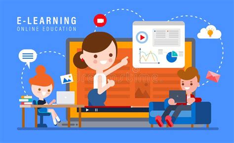 E Learning Online Education Concept Illustration Online Teacher On