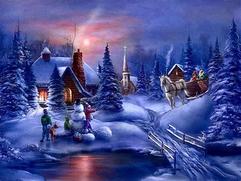 Winter Fun Winter Wonderland Christmas Scene Hd Wallpaper Pxfuel