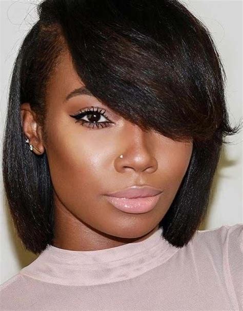 60 Best Short Bob Haircuts With Side Bangs 2018 For Black Women