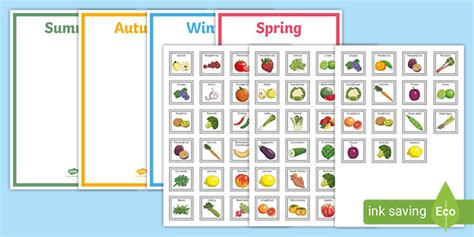 Seasonal Fruits And Vegetables Sorting Activity