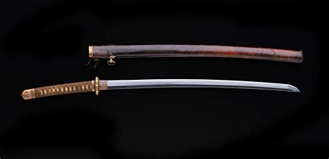 End Of Edo Yoshitsugu Katana With Wwii Officers Leather Scabbard Sold