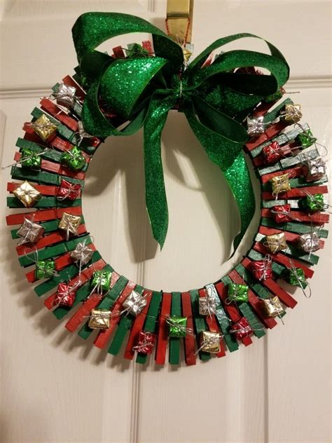 Clothespin Wreath Christmas Wooden Clothespin Crafts Christmas