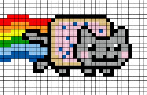 Nyan Cat Pixel Art With Grid