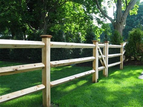 The split rail corner fence is a rustic, space defining accent for any lawn or outdoor space. 3 rail split rail fence with mesh - Google Search. This is ...