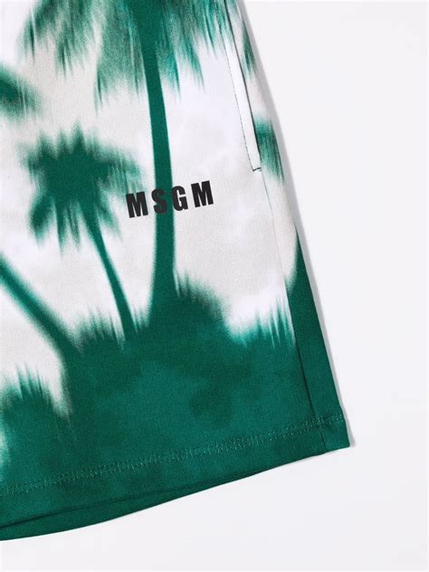 Msgm Kids Palm Tree Print Shorts Farfetch