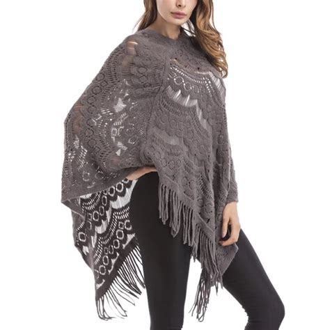 Buy Women British Style Poncho Winter Scarf Tassel