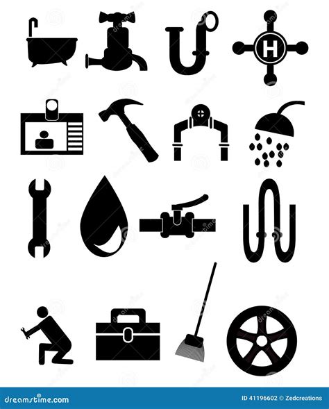 Plumbing Icon Set Stock Vector Illustration Of Faucet 41196602