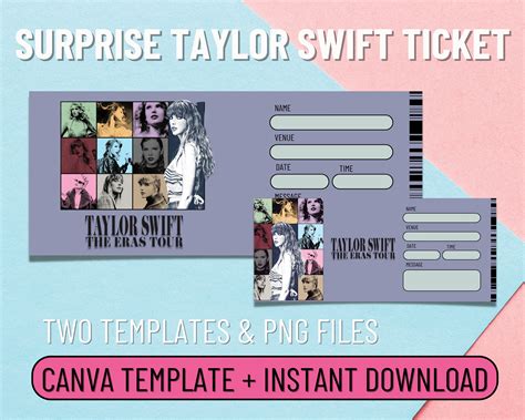 Printable Swift Eras Tour Ticket Swiftmas Concert Ticket Taylor Swift