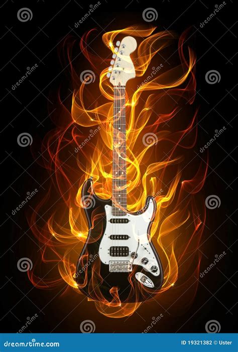 Guitarra En Fuego Stock De Ilustración Ilustración De Idea 19321382