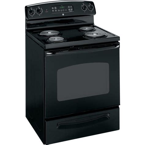 Ge Quickclean 30 Inch Black Freestanding Electric Range With Coil