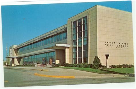 Flint Michigan Post Office Vintage Postcard Michigan Flint Michigan