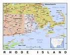 Detailed map of Rhode Island state with relief | Rhode Island state ...