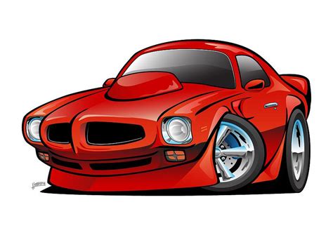 Classic Seventies American Muscle Car Cartoon Drawing By Jeff Hobrath