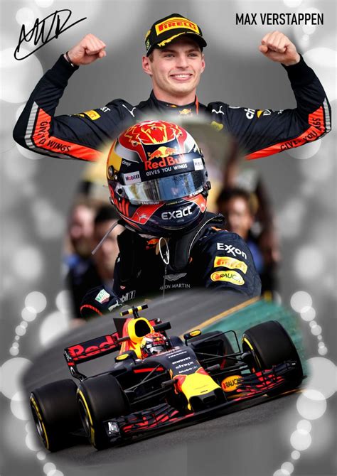 Max Verstappen Poster Formula 1 Red Bull F1 Signature High Etsy Uk