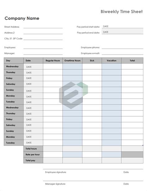 Biweekly Timesheet With Notes In Excel Gambaran