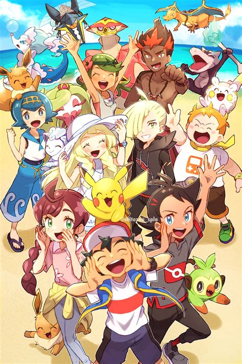 Pikachu Lillie Ash Ketchum Eevee Lana And 14 More Pokemon And 3