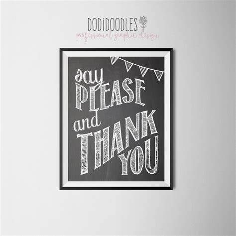 Say Please And Thank You Chalkboard Printable Art Print Etsy