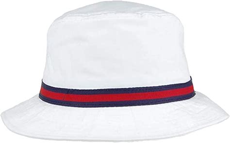 Dorfman Pacific Hats Striped Water Repellent Bucket Hat White
