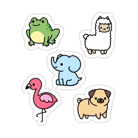 Cute Animal Sticker Pack 4 Sticker For Sale By Littlemandyart Милые