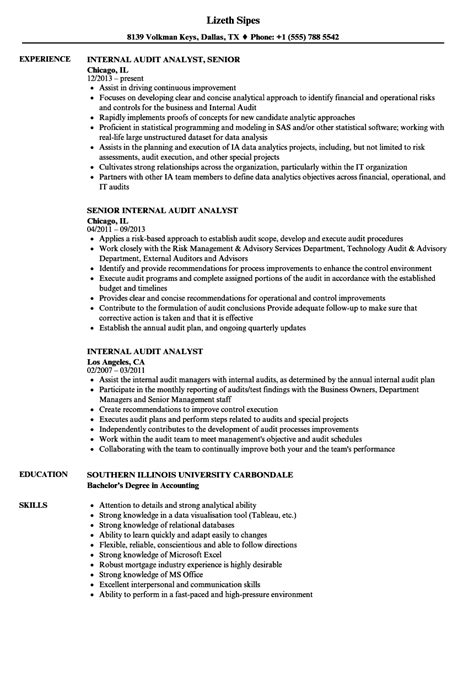 This is a sample resume for internal auditor. Internal Audit Analyst Resume Samples | Velvet Jobs