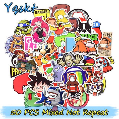 50 Pcs Mixed Funny Stickers For Laptop Mobile Phone Luggage Fridge