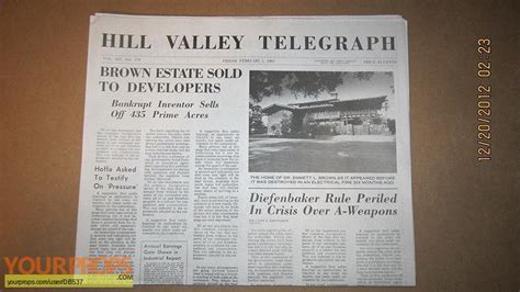 Back To The Future Brown Estate Sold Hill Valley Telegraph Newspaper