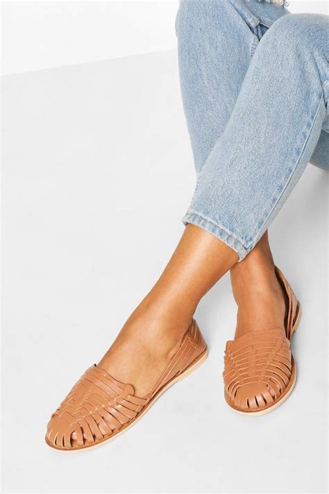 Tan Woven Sandals Flat