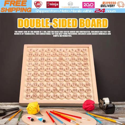 Wooden Hundred Board Game Toys 1 To 100 Consecutive Numbers For