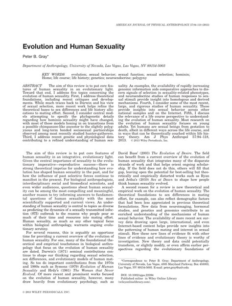 Pdf Evolution And Human Sexuality