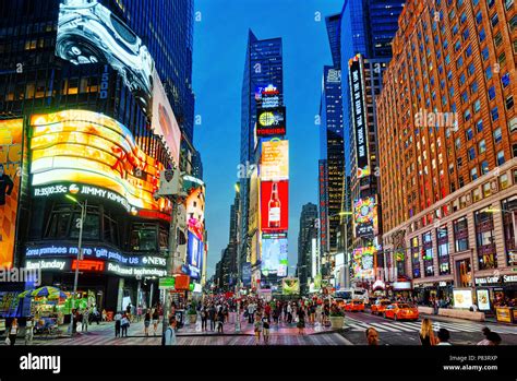 new york usa september 06 2017 night view of times square central and main square of new