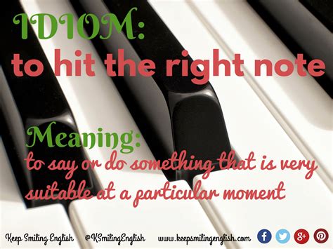 Idiom To Hit The Right Note Idioms English Idioms Learn English
