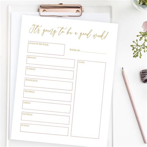 Weekly Planner Free Printable Pretty Collected