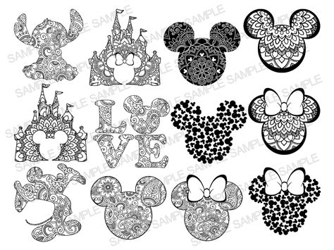 Bundle Svg Mandala Svg Mickey Mouse Svg Mandala Minnie Etsy