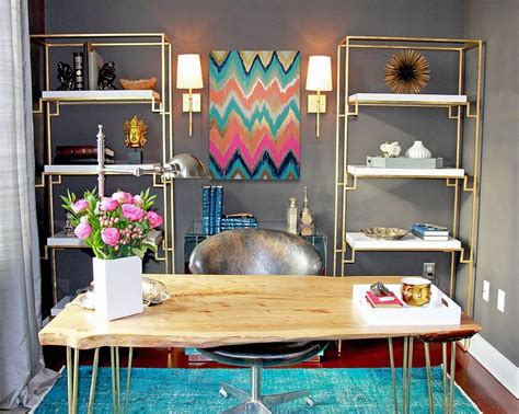 20 Colorful Ways To Enliven Your Gray Home Office Projeto De Home