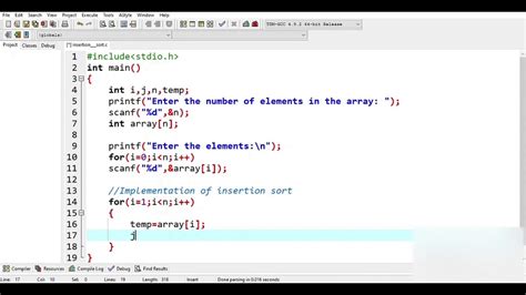 C Program To Implement Insertion Sort Coding Guide For Beginners