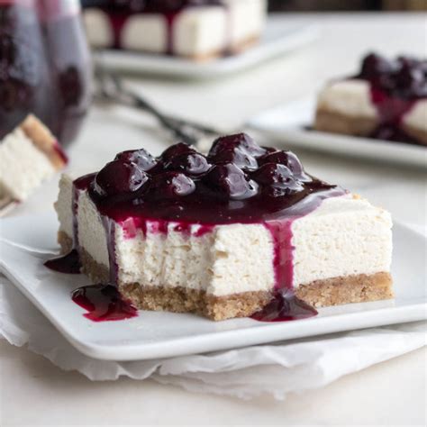 Nor am i a cheesecake person. No-bake Cheesecake Bars (Blueberry Sauce) | Low Carb Maven