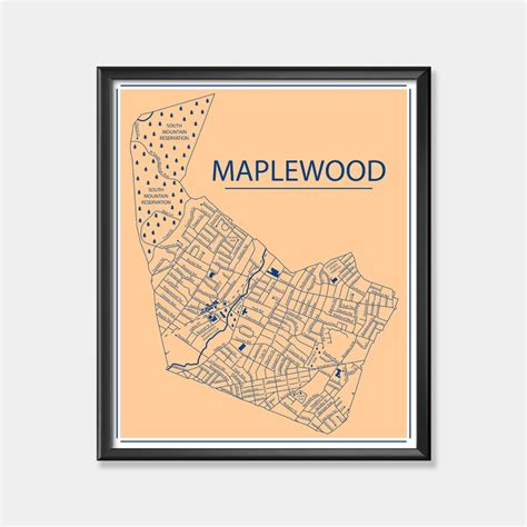 Maplewood Nj Map Print Custom Colors Maplewood Poster Etsy
