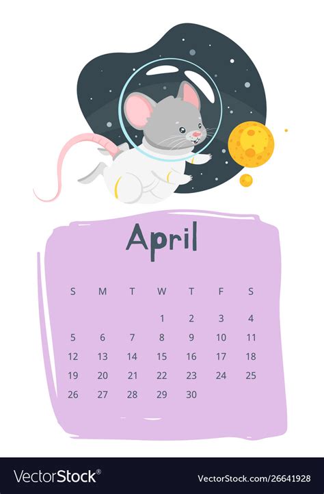 April Calendar Flat Template Royalty Free Vector Image