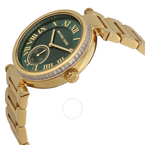 Michael Kors Skylar Emerald Green Dial Gold Tone Ladies Watch Mk6065