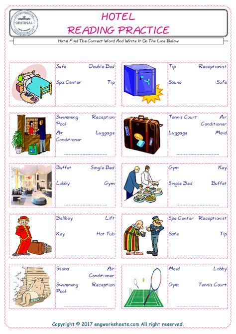 Hotel Esl Printable English Vocabulary Worksheets
