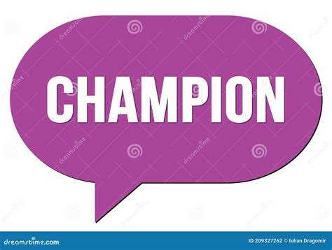 Champion Text Written In A Violet Speech Bubble Stock Illustration