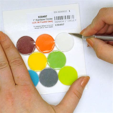 1 Circle Rainbow Assortment Fusible Pre Cut 8 Pack 96 Coe Fused Glass Jewelry Delphi Glass